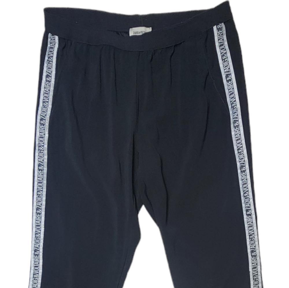 Zadig & Voltaire Black Track Pants with White Stripe - Picture 4 of 11